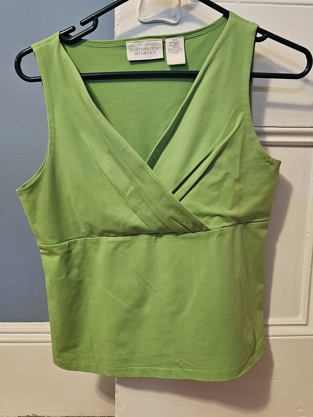 Worthington Bright Lime Green Surplice Sleeveless Top